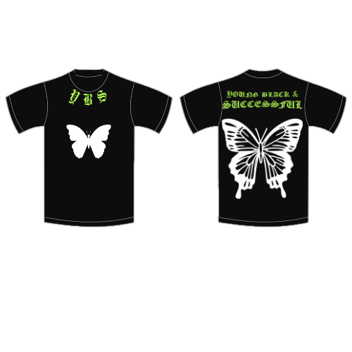 YBS Butterfly T-Shirt & Shorts - Black
