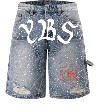 YBS rhinestone Jean shorts - Denim