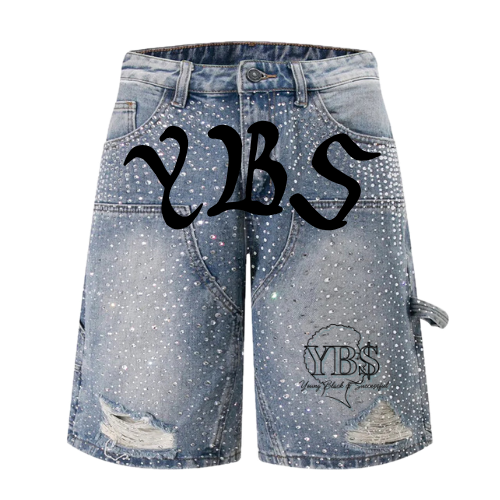 YBS rhinestone jean shorts - Denim