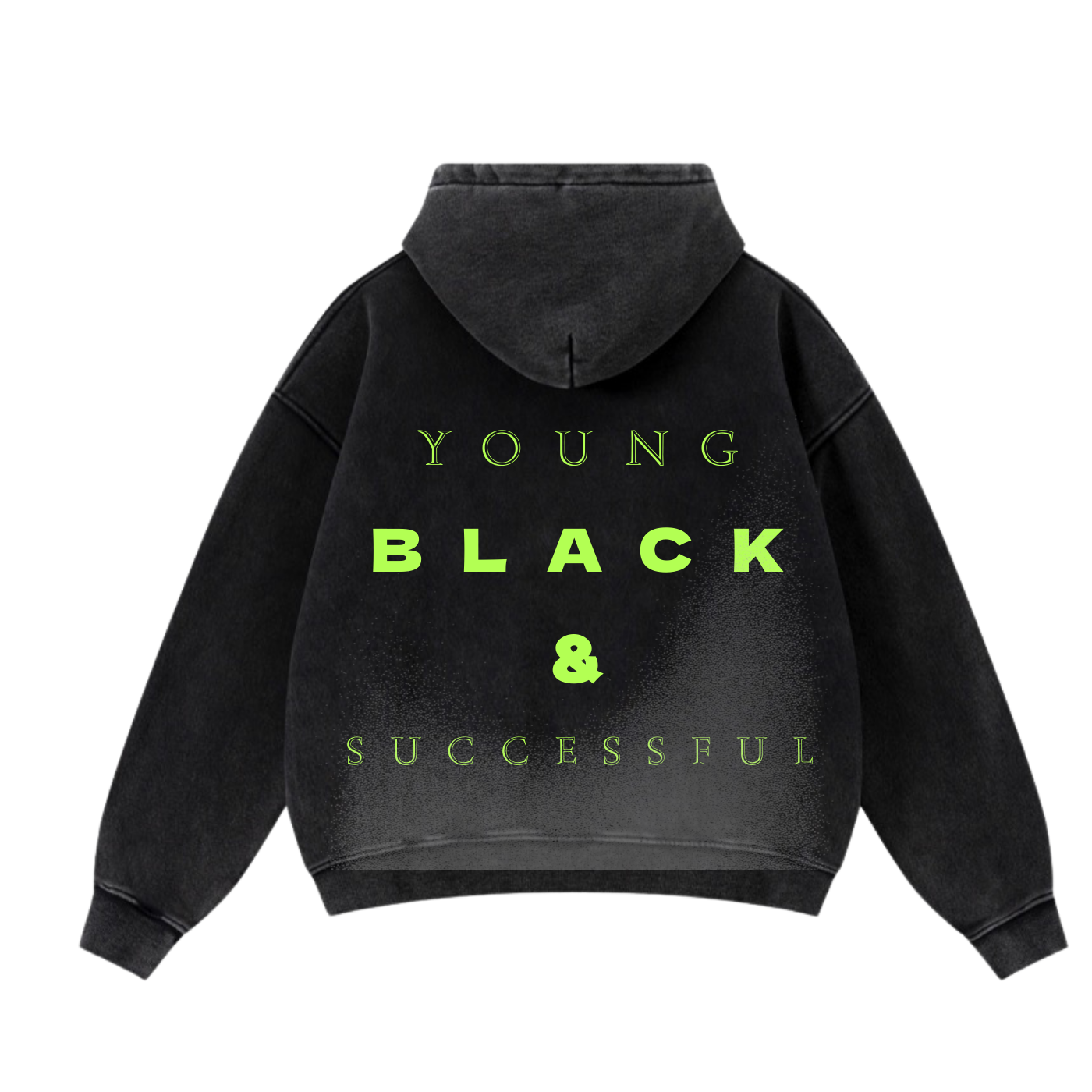 YBS Heavyweight Black Wall Street Washed Hoodie - Black