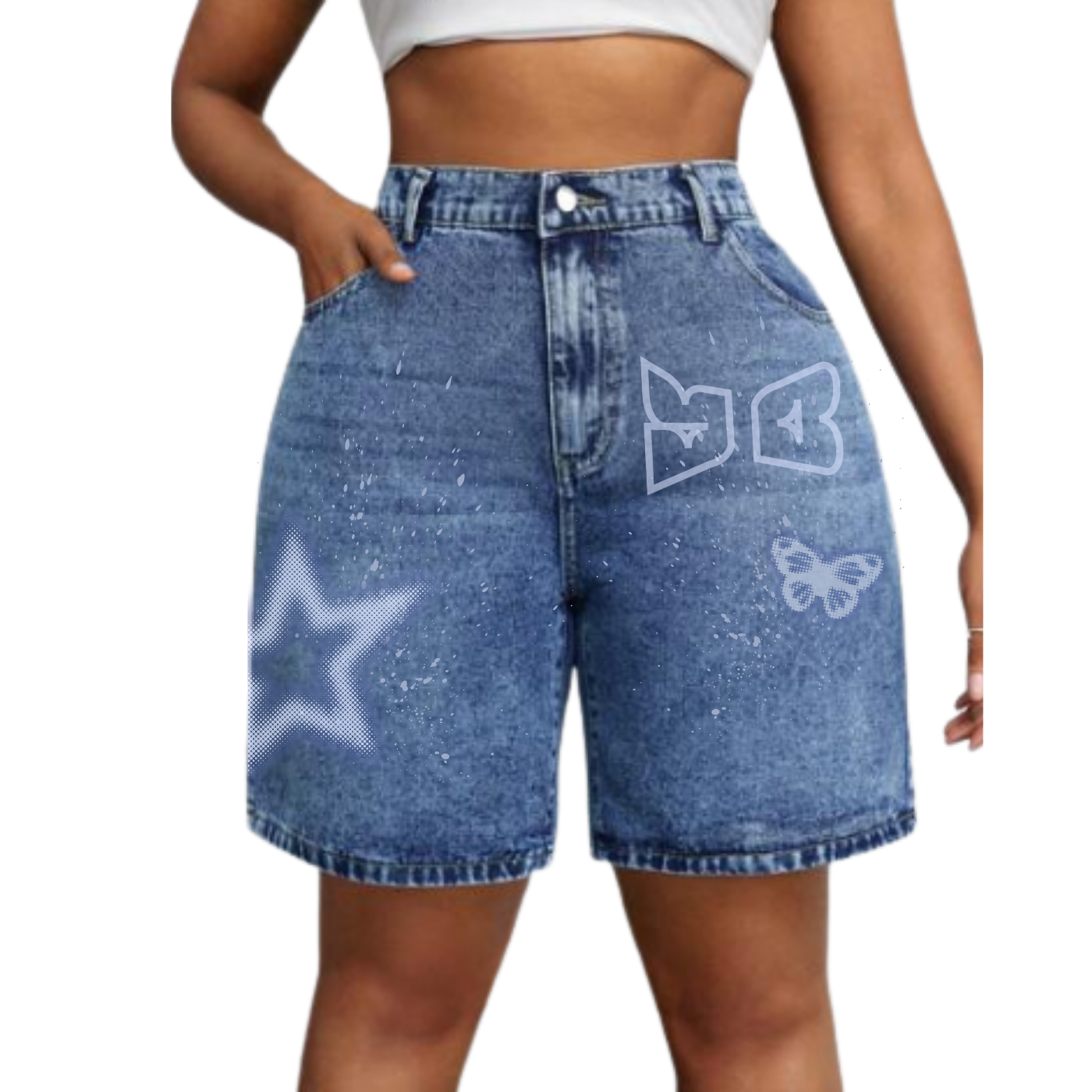 YBS Distressed Jean Shorts - Demin