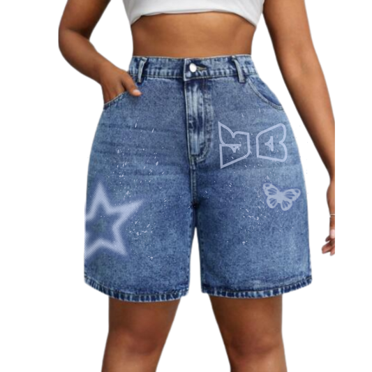 YBS Distressed Jean Shorts - Demin
